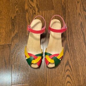 Swedish Hasbeens unique tri-colour clogs